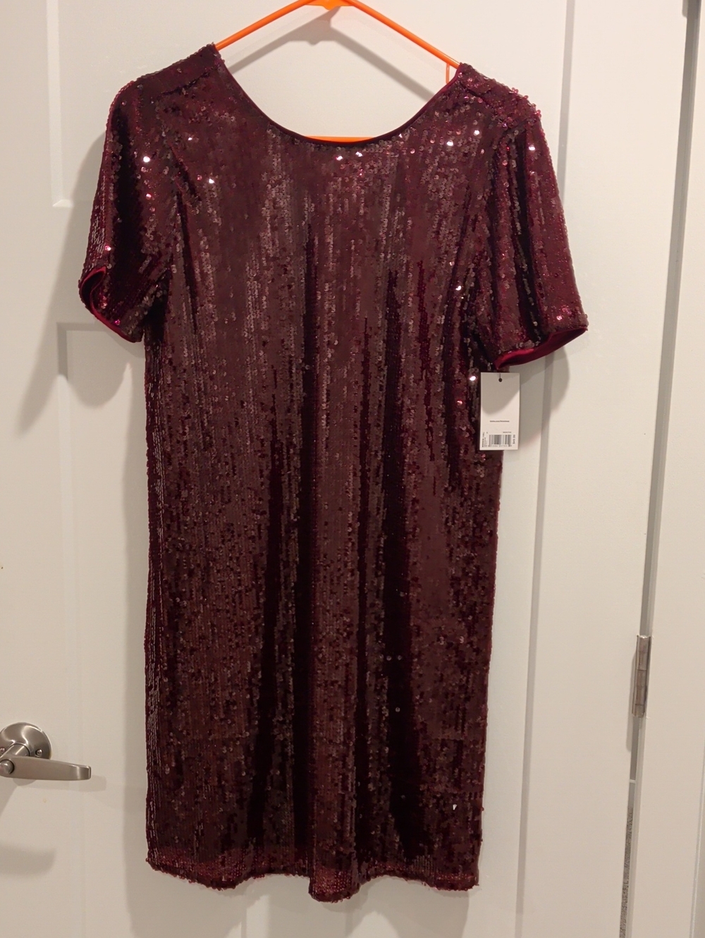 Nine West Burgundy Sequin Shift Mini Dress